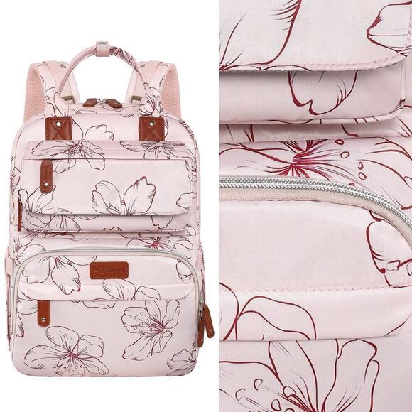 Diaper Bag Backpack, Large Pink Diaper Bag Backpack, Floral Printed Backpack - Picture 7 of 8